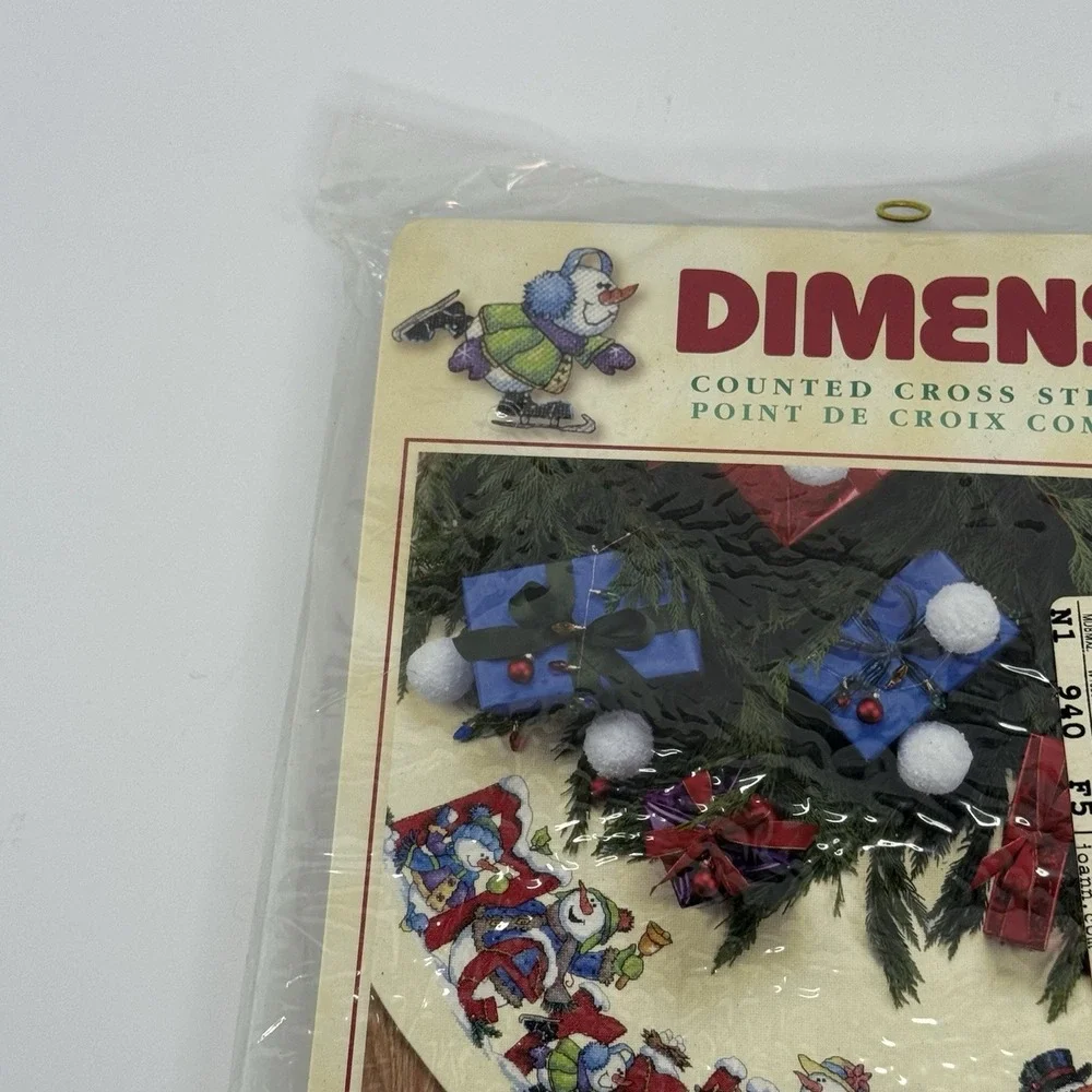 Dimensions Counted Cross Stitch Kit #8716 Celebrating Snowmen Tree Skirt